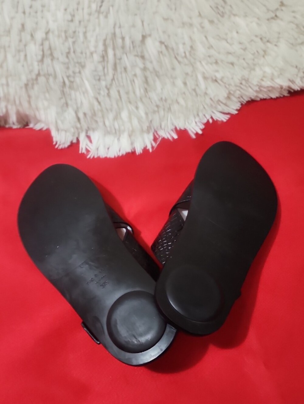 rag & bone August  Black Croc-Embossed Toe-Loop Sandals - Picture 7 of 9